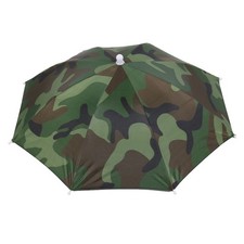 Chapeau Parapluie De Plein Air Sports Camouflage Élastique Bande Pêche Vert 34Cm