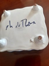 ART POPULAIRE RARE ANCIEN ENCRIER FAIENCE SIGNATURE à DECHIFFRER