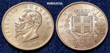 ITALIE Victor Emmanuel II année 1862 T. 20 Lires d'Or. Poids 6,45 gr. BELLE P...
