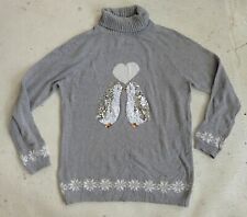 Suzy Shier pull à paillettes oiseaux Noël Saint Valentine coeur amour L