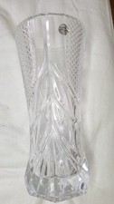 Grand vase transparent - Cristal d'Arques - Pointes de diamant, torsades - XXe