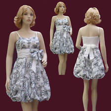 Robe soirée TAFFETAS BLANC à fleurs noires Taille 36/38