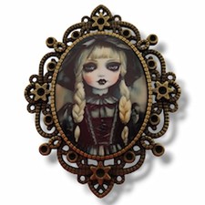Broche camée fille gothique -