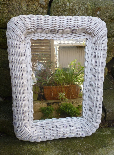 Miroir rotin osier tresse - osier,