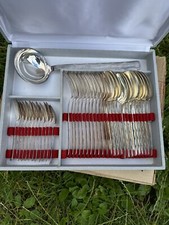 menagere  metal argenté art deco poinçons  vintage louche fourchettes louche 