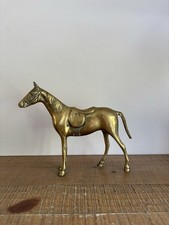 Ancienne Sculpture En Laiton Cheval Jument Équitation Vintage 0,820 kg H21,5cm