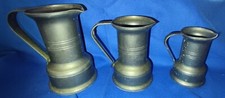 Lot de 3 petits pots, pichets en étain