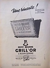 PUBLICITÉ DE PRESSE 1950 PETIT BEURRE GRILL'OR L'ALSACIENNE PAQUETS 12 et 24