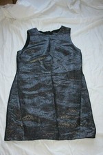 CLUB MONACO Black Mini Shift Dress 60s style multicolor Lurex Lame US 2 UK 8 10