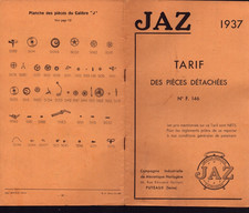 PUTEAUX (92) Pièces détachées pour HORLOGERIE "JAZ" Catalogue Tarifs en 1937