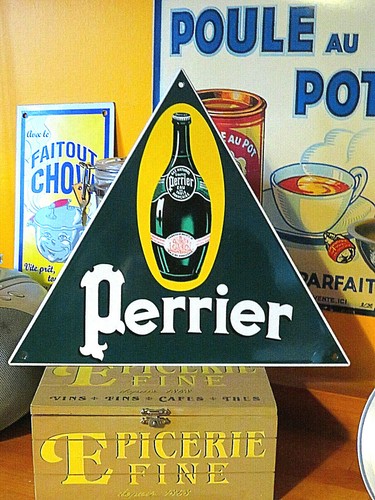 Plaque émaillée perrier soda - émaillée,