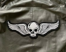 MAXI PATCH ECUSSON DORSAL GILET BIKER TETE DE MORT AILE D'ANGE THERMOCOLLANT