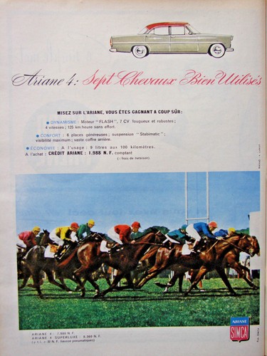 Publicité presse 1960 simca - publicitÉ,