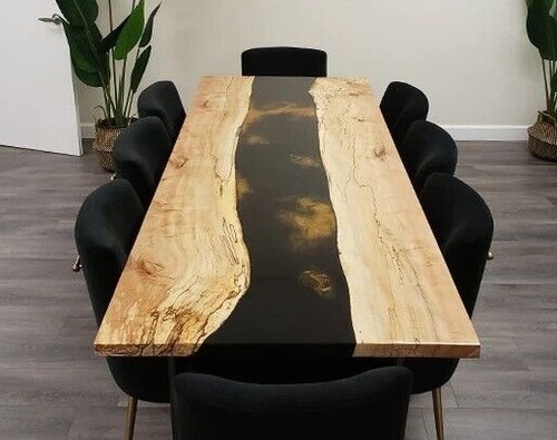 Black epoxy wood table - wood,