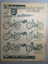 PROSPECTUS CYCLO ET VELOMOTEUR PALOMA 1955 MICHEL HUMBLOT