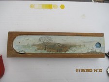 PLUMIER  ANCIEN VINTAGE A TIRETTE PEINT SIGNE RATIER PAYSAGE LACUSTRE ECOLE