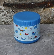 Thermos boîte pot plastique bébé bleu motif chats et chiens Villeroy et Boch 