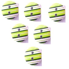 LOT 6 BOUTONS BOIS : rond motif rayure 15mm (17)