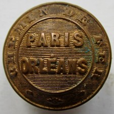 Bouton en métal doré pour les Chemins de Fer de Paris Orléans de 21 mm