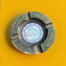 Cendrier Vintage En Cuivre Avec Roue De Roulette FONCTIONNELLE Et RARE. Fond P