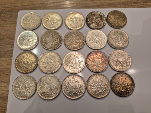 Lot pièces argent f - 20,