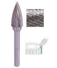 Fraise lime CW ogive flame SG dent. Croisée Ø 16X25 queue Ø 8 16X25