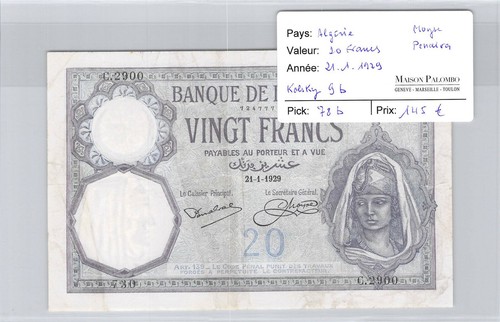Algérie francs 1929 - algérie, 20