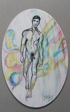 nu masculin sur toile ovale