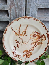 ANCIENNE PETITE ASSIETTE MARRON OISEAU PRINTEMPS CHOISY LE ROI terre de fer