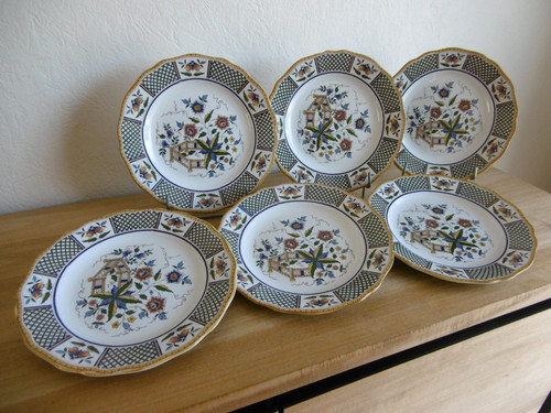 Six assiettes plates - six, faience