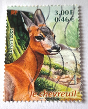Timbre oblitéré le Chevreuil