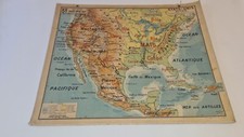 carte Armand Colin affiche ancienne Vidal Lablache Etats-Unis Mexique 120x100cm