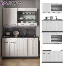 Bloc cuisine Kitchenette Fame-Line Style rustique 140 cm anthracite blanc Vicco