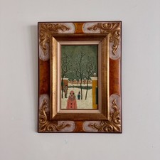 Huile sur panneau par Alain Thomas 1966 La Pause d'Hiver A5774