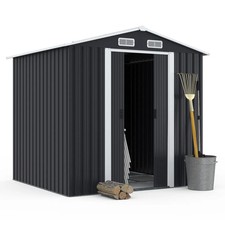 Abri de jardin 3,7M² gris en acier galvanisé avec base