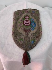 Ancienne aumônière,bourse ,sac de bal ,Église, Broderie Perles de Verre