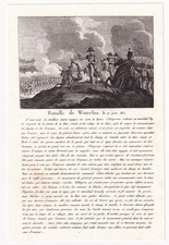 Gravure XIXe Bataille Waterloo