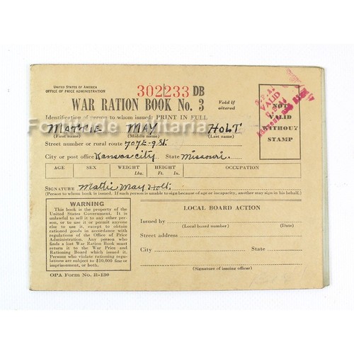 Livret coupons war ration - de, "