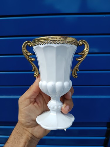 Vase opaline blanche - vase, cerclage