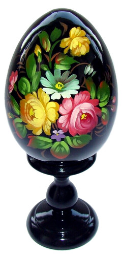 Oeuf bois décoré peint - bois, a