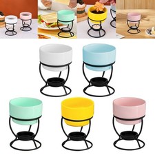 Pot à fondue au chocolat en porcelaine avec bougie chauffe-plat, tasse à