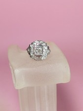 Bague Tank Ancienne Art Déco En Platine Et Diamants Pour 0.56cts