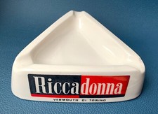Cendrier triangulaire RICCADONNA publicitaire faïence fait en Italie vintage