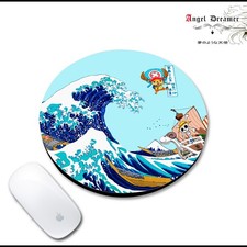 Tapis de souris Rond One Piece Chopper Vogue Merry La Vague de Hokusaï Art Manga