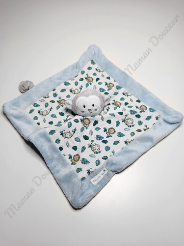 Doudou plat carré singe gris - plat,