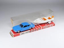 NOREV - 92 - Fiat Dino avec Remorque et Bateau Dinghy Rocca - Bleu et blanc