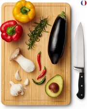 LARHN Grande Planche a Decouper Bois et Plateau - Carbone Neutre - 44 x 30 x 2