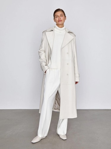 Manteau trench cuir - manteau, pour