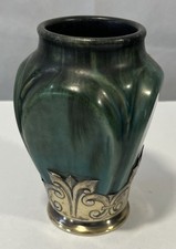 Petit vase en céramique sur métal argenté Epoque Art Nouveau Ecole de Nancy ?