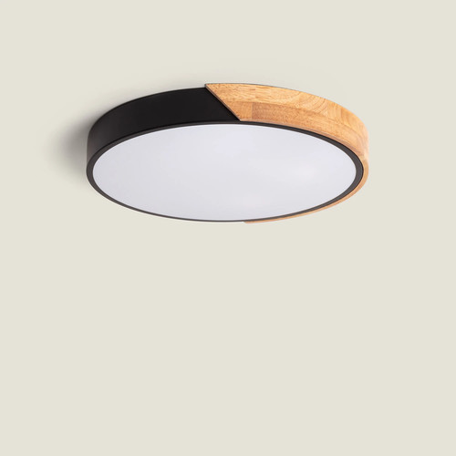 Plafonnier led rond bois - led,